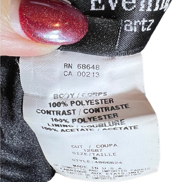 ABS Allen Schwartz Black Ruffle Tiered Cocktail Dress, Size 6 - Picture 6 of 7